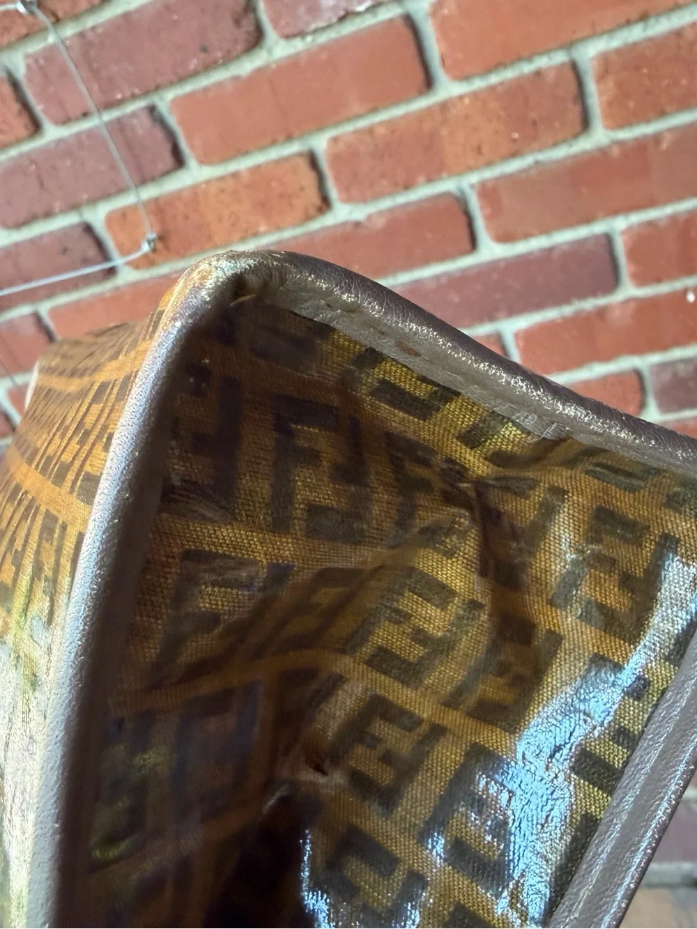 Vintage Fendi Brown Zucca Logo Clutch/Travel Pouch